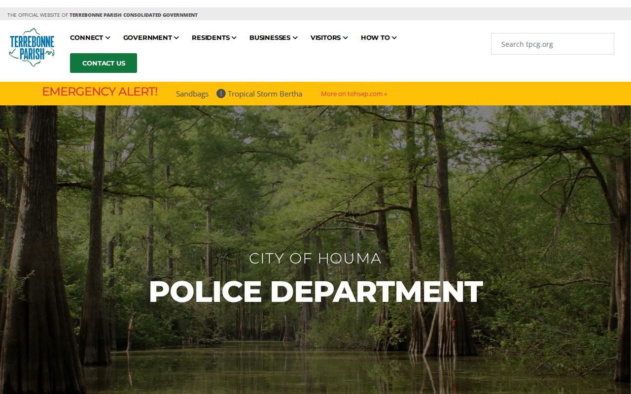 Official Houma Police Department records and contact page