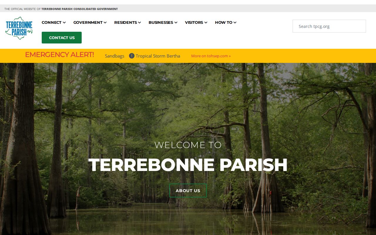 Terrebonne Parish Consolidated Government portal serving Houma
