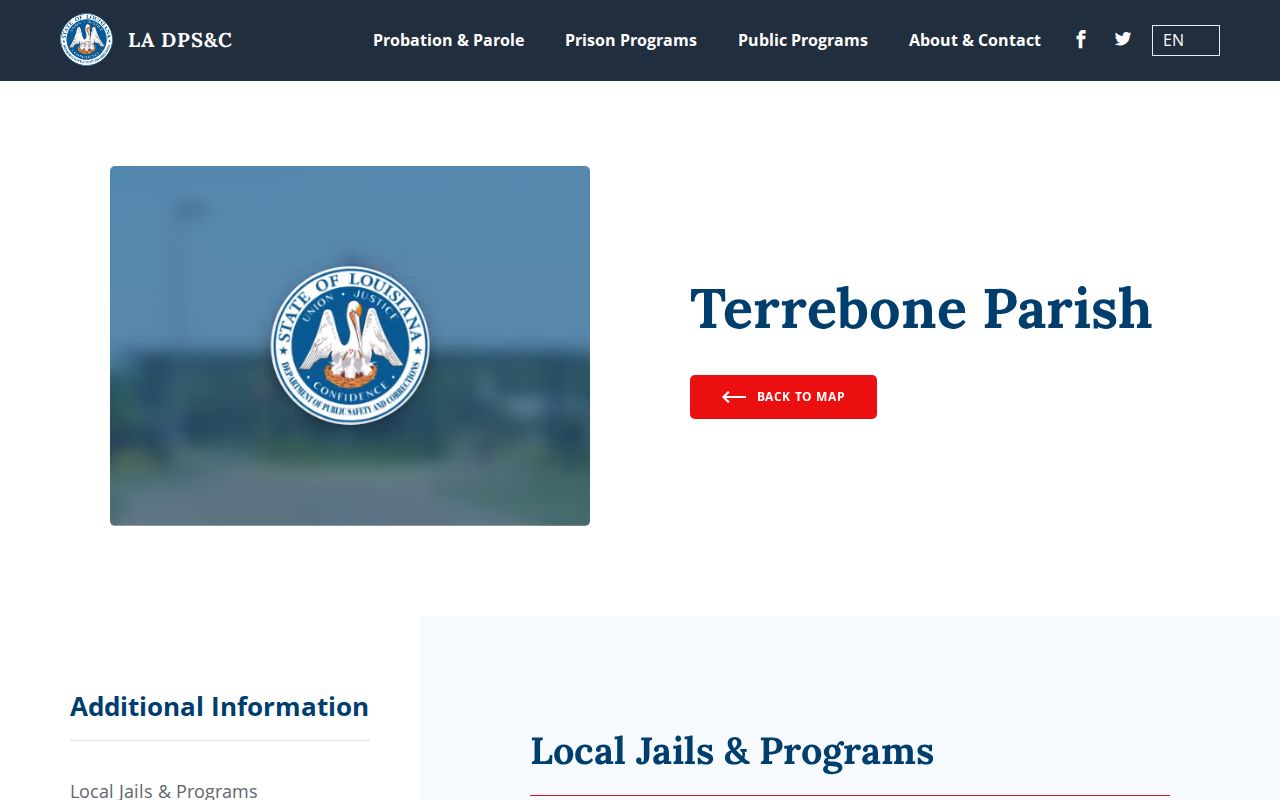 Louisiana DPS and Corrections Terrebonne Parish facility information