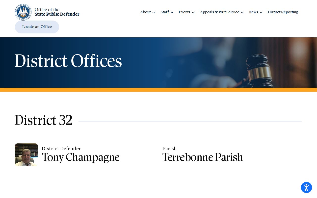 Terrebonne Parish criminal court cases District 32 Public Defender listing