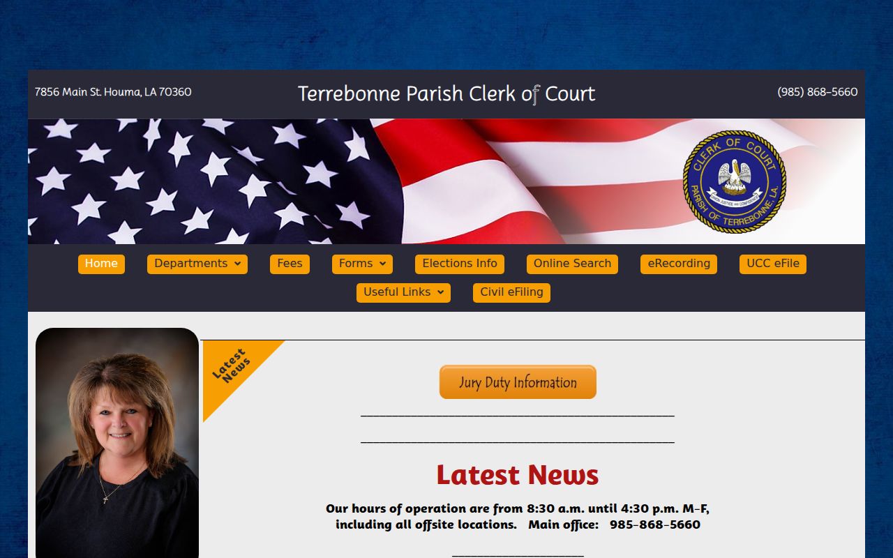 Terrebonne Parish criminal court cases Clerk of Court home page