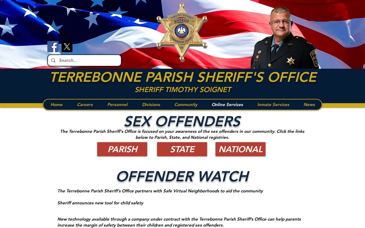 Terrebonne Parish sex offender search TPSO registry gateway